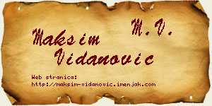 Maksim Vidanović vizit kartica